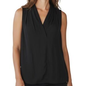 NWT WHITE HOUSE BLACK MARKET Black Sleeveless V-Neck Blouse Size Medium